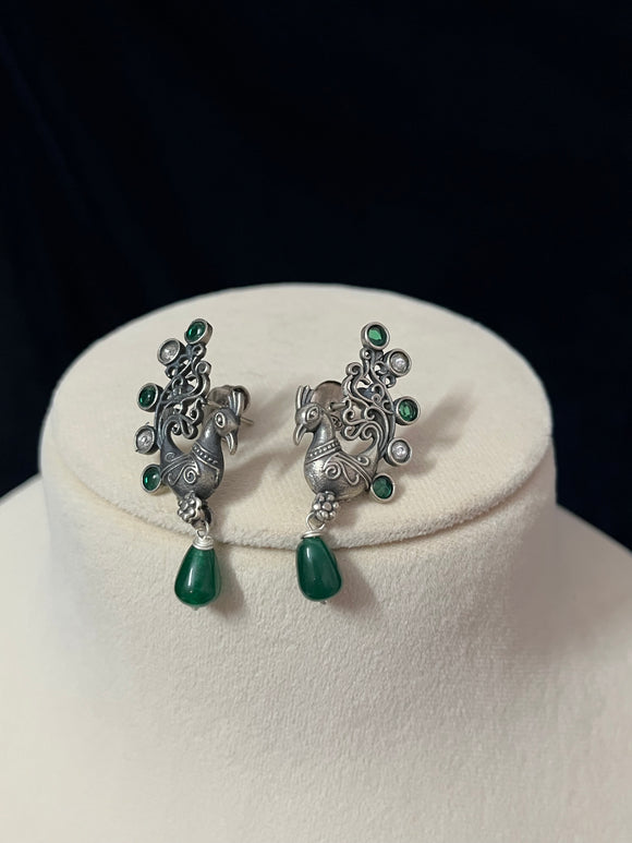 Adya Green Drop Peacock Earring