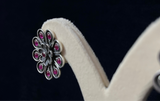 Detailed Ruby Flower Stud Earring