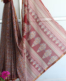 Maroon Ajrakh Cotton Silk Saree