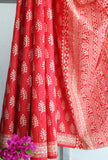 Red Jaipuri Handblock Print Saree