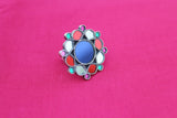 Multicolor Afghani Flower Glass Ring