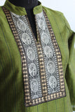 Raja Rani Olive Green Black Cotton Suit Set