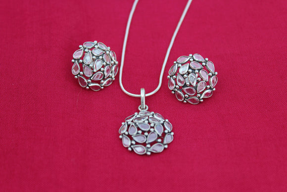 Polki Pendent Earring Set