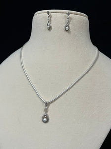 Infinite Pearl Drop Marcasite Pendent Set