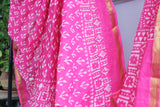 Pink-White Jaipuri Handblock Print Saree