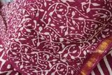 Wine Red Jaipuri Handblock Print Saree