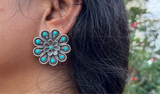 Detailed Turquoise Flower Stud Earring