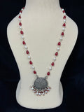 Pearl Drop Red White Necklace