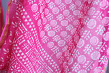 Pink-White Jaipuri Handblock Print Saree