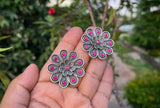 Detailed Ruby Flower Stud Earring