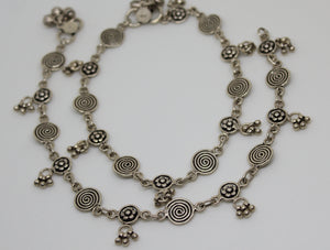 Spiral Coin & Flower motif Anklet