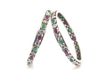 Sterling Silver Multicolor Stone Bangle Pair