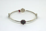 Sterling Silver Multicolor Flower Bangle