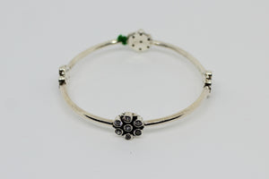 Sterling Silver Flower Bangle