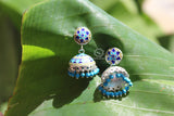 Turquoise and Blue Enamel Jhumka