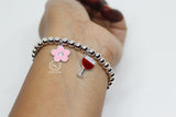 Flower and Wine Charm Bracelet