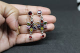 Multicolor Cut Stone Necklace with Earring