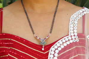 Multicolor Flower Leaf Mangalsutra