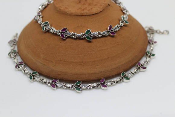 Adakari Petal Sequence Stone Drop Anklet