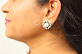 Sparkling Zircon and Pearl Studded Stud Earrings