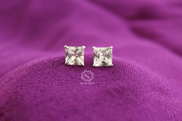 Square Cubic Zircon Studs