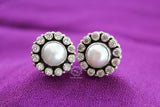 Sparkling Zircon and Pearl Studded Stud Earrings