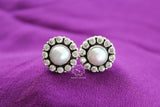 Sparkling Zircon and Pearl Studded Stud Earrings