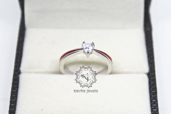 Heart Shape CZ Red Painted Ring