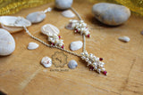 Pearl cluster pendent-earring set with chain
